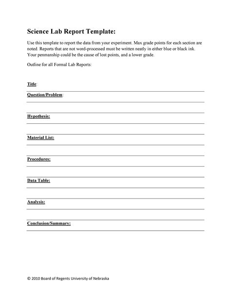 science experiment lab report template